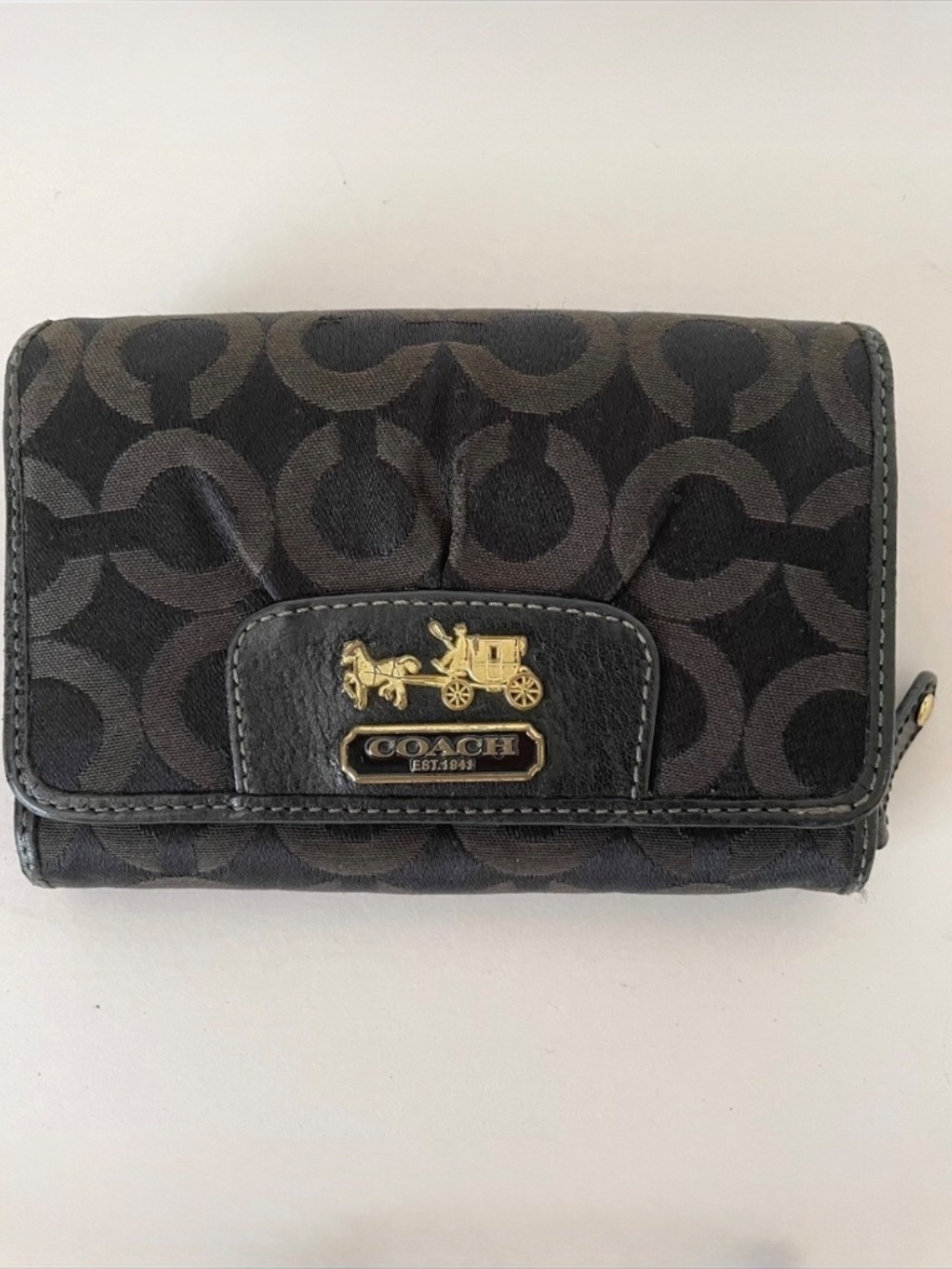 Coach Madison Op Art Signature Canvas Bifold Wallet Black Pink